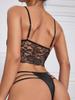 European and American Sexy Lace Deep V Strap Lingerie Set