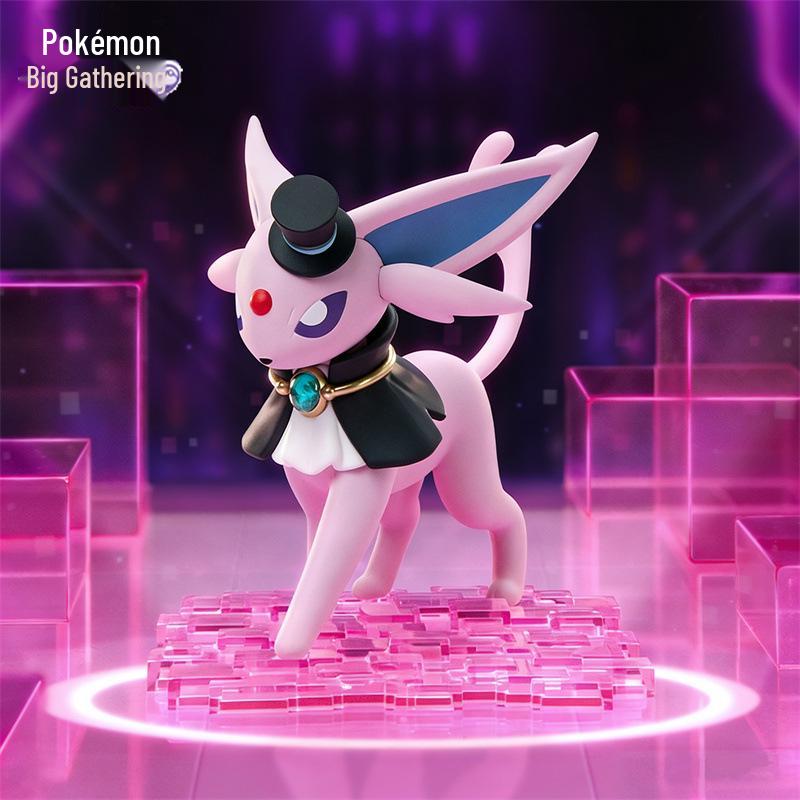 Authentic Pokémon Sparkling Mini Figure Set: Pikachu & Eevee Family Desktop Collection