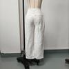 2026 Spring/Summer Women's Casual Loose Cotton Ruched Distressed Mid-rise Pants