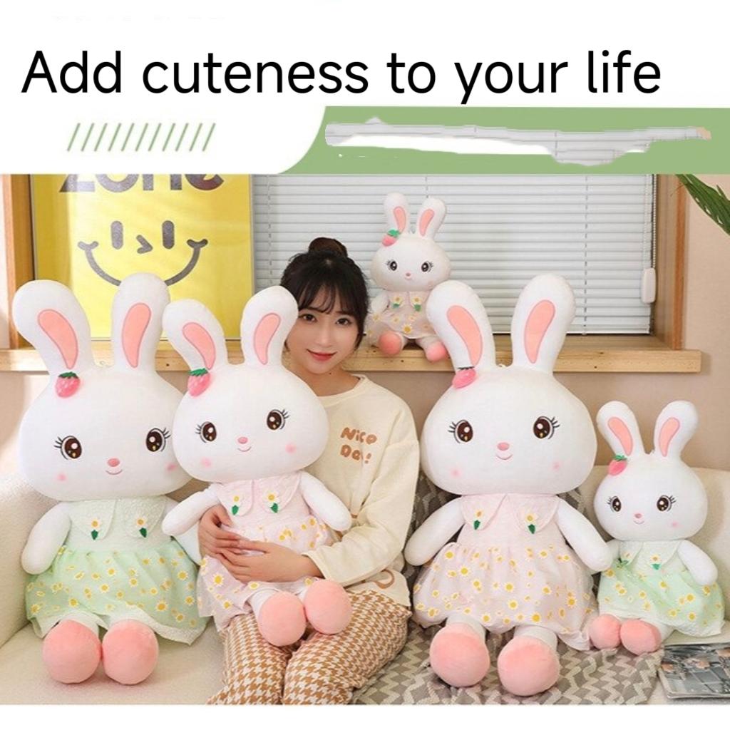 Peluche Lapin Mignon Animal en Peluche Lapin Doux Poupée Lapin Kawaii Oreiller de Sommeil Cadeau d'Anniversaire pour Enfants Filles Lapin Doux et Câlin pour Vous