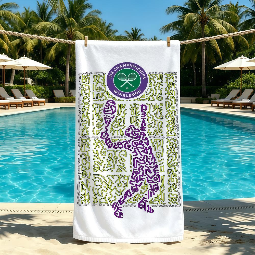 W-Wimbledon-ES Tennishandtuch Für Camping im Freien Strandtuch Super saugfähig Schnell trocknend Sommerhandtuch
