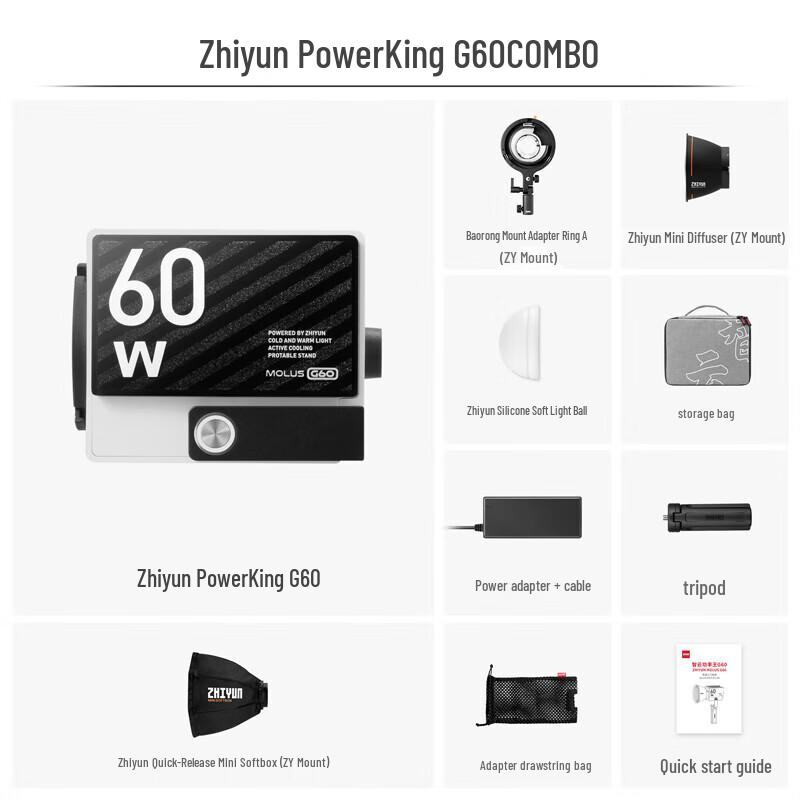 Zhiyun G60 PowerKing 60W LED Photography Light