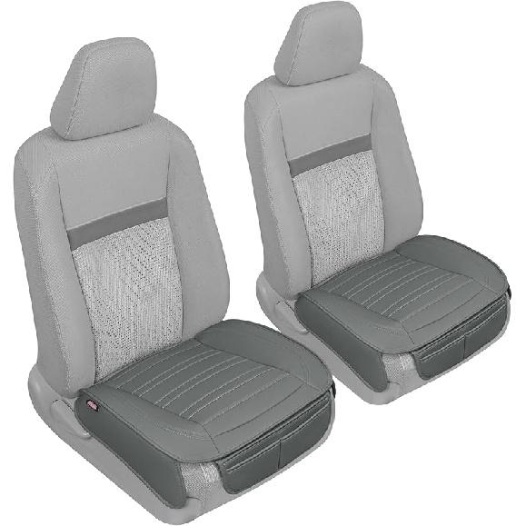 

Чехлы на сиденья Motor Trend для легковых автомобилей, грузовых автомобилей, внедорожников, бежевые мягкие чехлы на сиденья из искусственной кожи с карманами для хранения, внутренние чехлы на автомобильные сиденья премиум-класса, 2 передних сиденья 2 x Fr