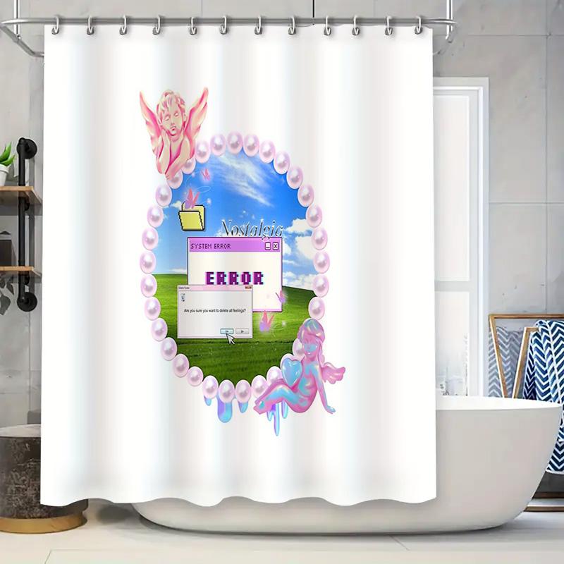 

Trendy Vaporwave Shower Curtain Aesthetic Room Decor Wave Art Backdrop Japanese Anime Shower Liner Home Decoration W60H190(CM)-1 Pcs