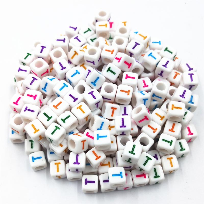 100 Pcs 6mm Acrylic Cube 26 Letters/Alphabet Colorful Loose Beads DIY Jewelry