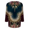 Trendy Vintage 3/4 Sleeve Top For Women,Ladies Casual Three Quarter Sleeve Round Collar Printed T-Shirt Blouse