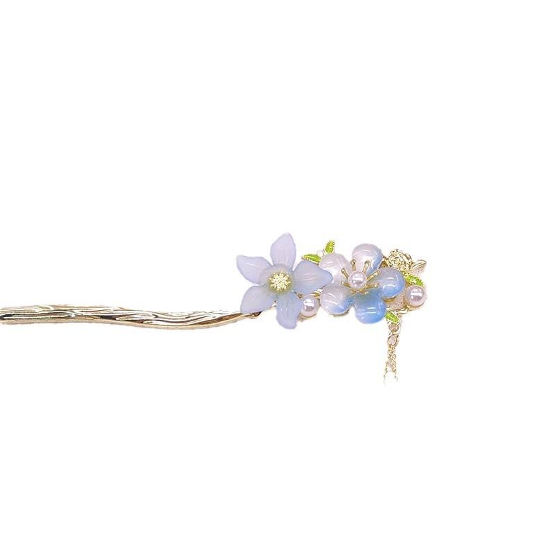 Ancient Peach Blossom Fringed Hairpin, High-end Niche Hairpin, New Chinese Hair Accessories, Step Shake Hanfu Disc Hair Hairpin, Female