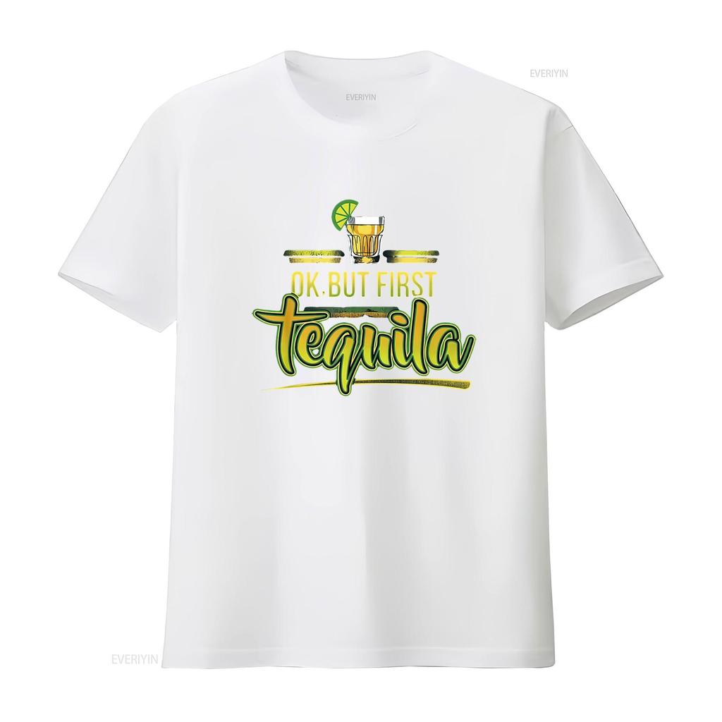 OK But First Tequila Mexican Party Shots Fun Weeke Women s  T Shirt with Trendy Prints Perfect for Summer vintage Washed