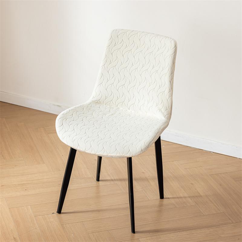 Jacquard Curved Chair Covers Solid Color Dining Chair Slipcover Four Season Dust-proof Protective Case for Home Wedding Decor