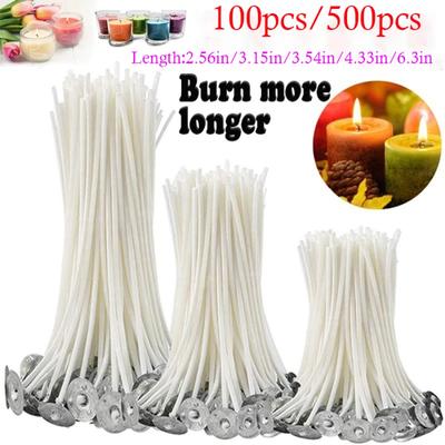 100 PCS/500 PCS 6.5-16cm Candle Wicks Smokeless Wax Pure Cotton Core For DIY Candle Making Pre-Waxed Wicks Party Supplies
