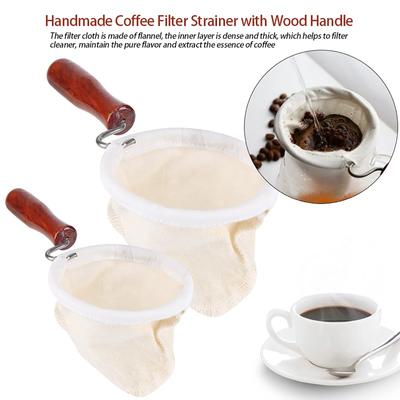 Stoffkaffeefilter Stoffkaffeefilter Wiederverwendbar Waschbar Flanellstoff Handgemacht Kaffeefilter Sieb mit Holzgriff