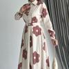 European and American Cross-border Women's Clothing 2025 Autumn Lapel Temperament Printed Shirt High Waist Slim Skirt Set