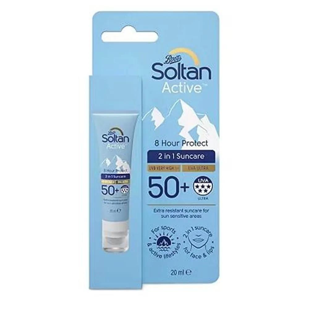 Soltan Suncare Lotion & Balm 20ml 1 Pack Active Soltan Active 8 Hour Protect 2-in-1 Suncare Lotion & Balm