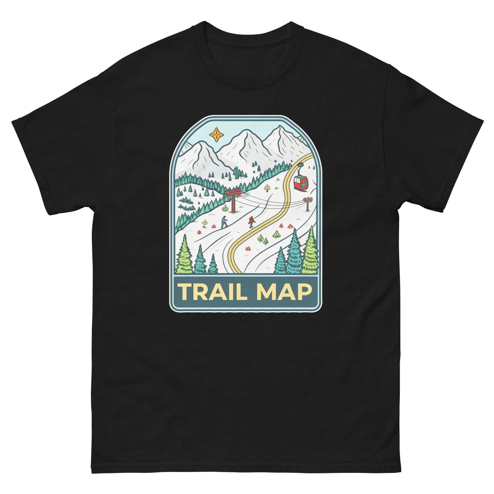 Trail Map Mountain Ski Resort Town T-Shirt S