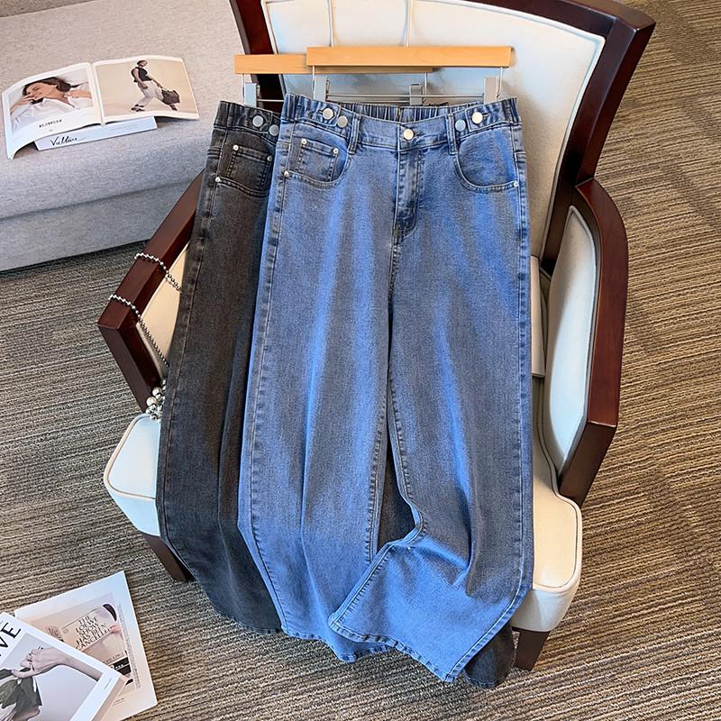 Plus Size Women s High Waist Denim Pants - Casual, Slimming, Straight Leg 2XL