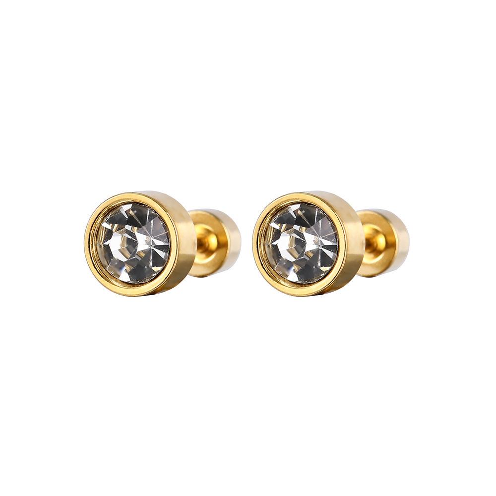 Small And Exquisite Diamond-Encrusted Mini Thin Rod Screw Screw Stud Earrings, Simple Style, Personality, Niche And High-End Earbone Nails
