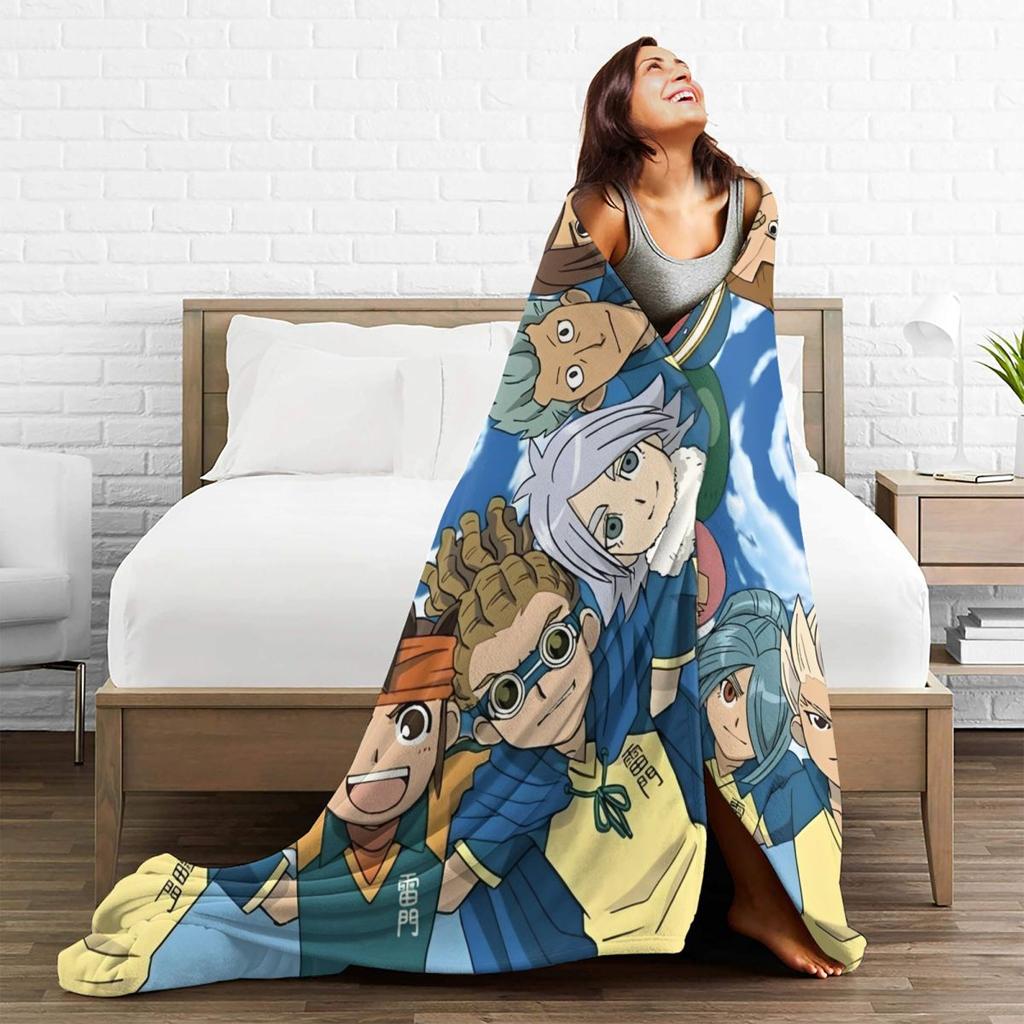 Inazuma Eleven Anime Game Blanket Cover RPG Cartoon Fuzzy Throw Blanket Bedding Couch Personalised Ultra-Soft Warm Bedspread