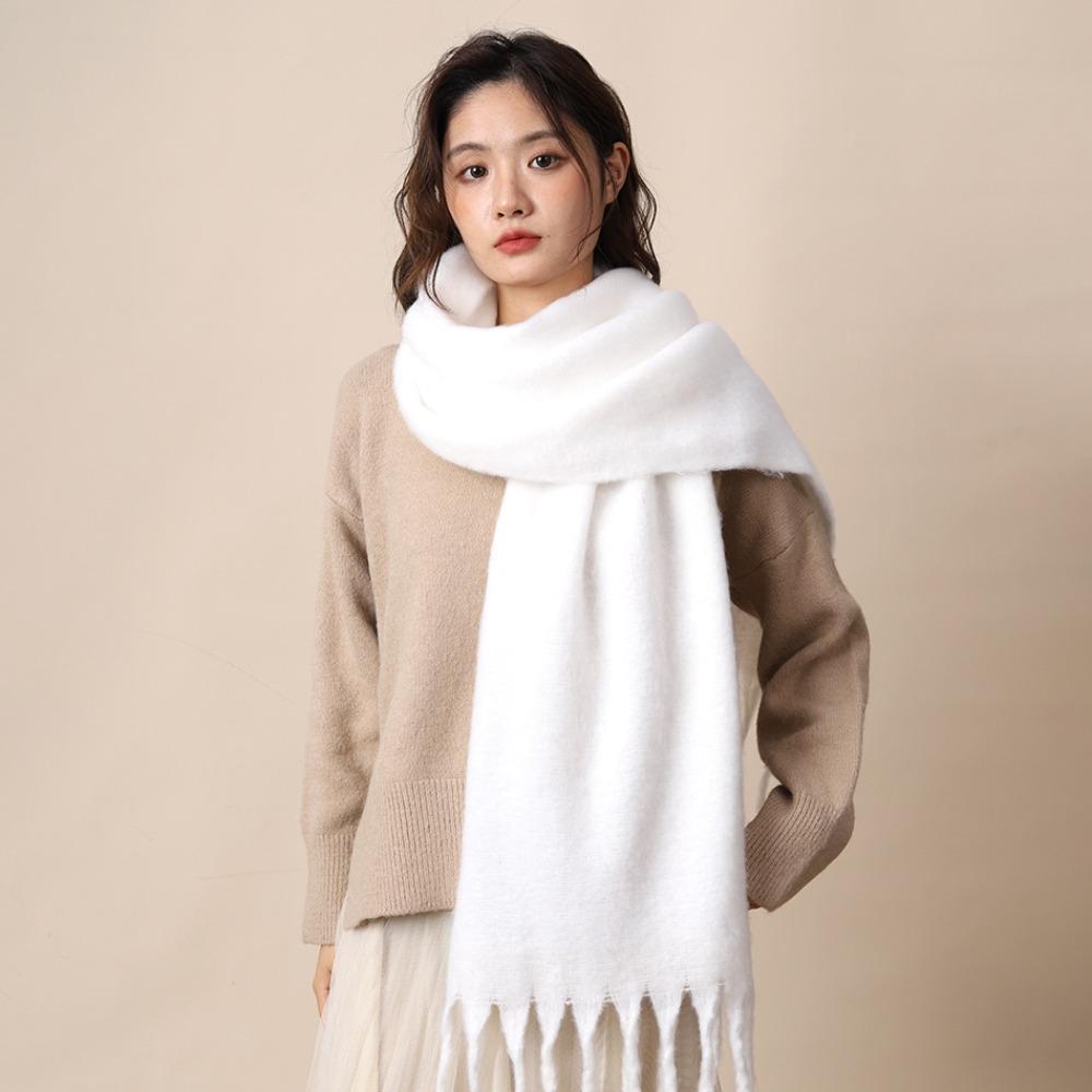 Mohair Winter Wool Scarf Plush Long Shawl Elegant Winter Cashmere Scarves  Girl