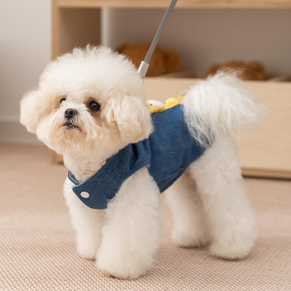 Dog Clothes Spring and Autumn Giraffe Denim Vest Small Dog Bigbear Teddy Traction Vest Pet Clothes