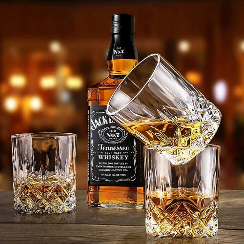 Lazysong Whiskey Glass, Rocks Glass, Brandy Glass, Clear, Father's Day, Birthday Gift, Crystal Glass, 330ml