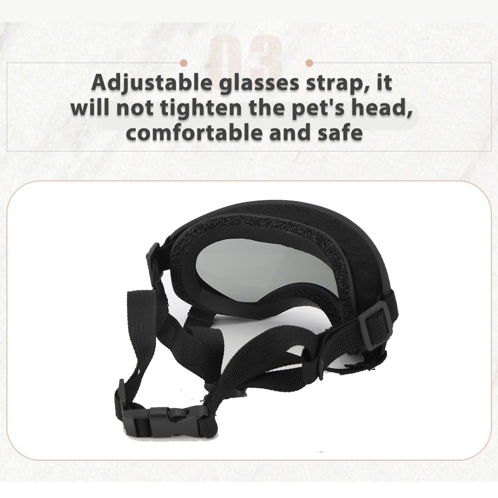 Large Dog Sunglasses UV Protection Windproof Anti Fog Adjustable Dog Goggles for Outdoor Dogs Eye Safety Grey