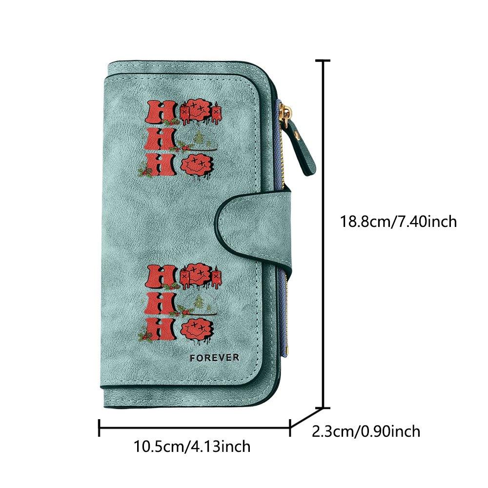 HOHO Christmas Long Zipper Wallet, Large Capacity Card Holder, Unisex Clutch Bag, Fashionable Zipper Coin Purse, Suitable for Daily Use, A Great Gift
