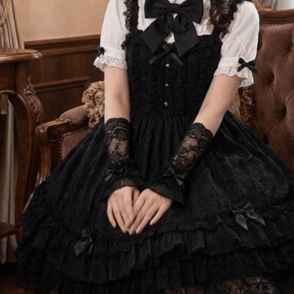 Ruffle Cuffs Lace Arm Sleeves Lace Trim Wrist Sleeves Elegant Fingerless Gloves Party Costume