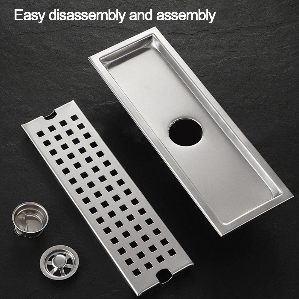 Stainless Steel Shower Floor Drain Rectangle Shape Linear Floor Drain Durable Drain Filter