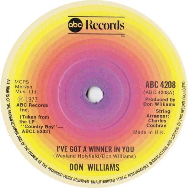 7inch Record DON WILLIAMS - I've Got A Winner In You ABC4208 ABC Records 1978 UK Country/Folk Used