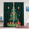 2pcs,Curtains Christmas Tree Foxes Baubles Stars (2) Popular Curtain Fabric Prints Light Filtering Curtains Decorations For Home
