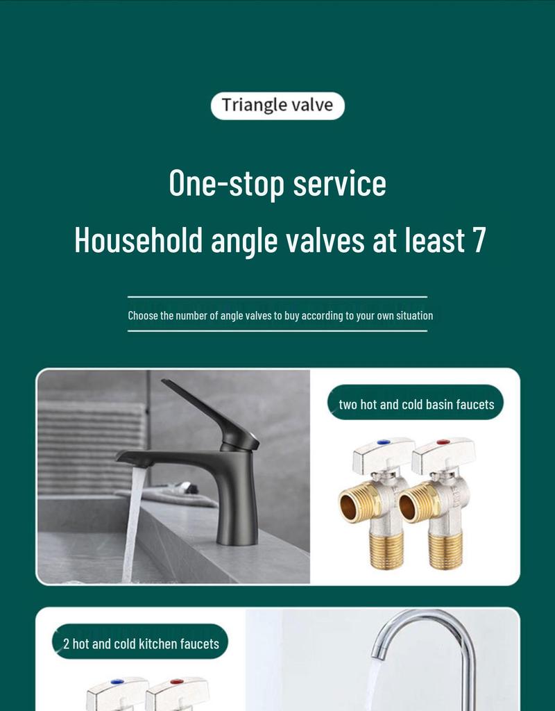 Universal All-Copper Gas Water Heater Valve: Hot/Cold Flow, 4/6 Point Angle Stop & Triangle Valve