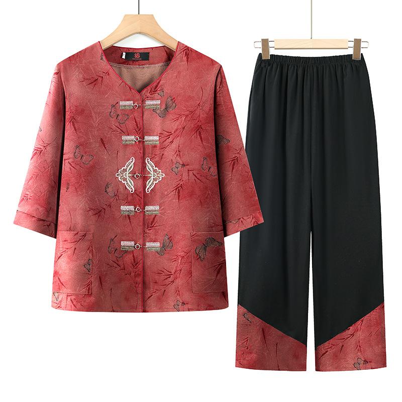 Ältere Mode Sommerkleidung Damen Sommer Bequemer Atmungsaktiver Anzug Strickjacke