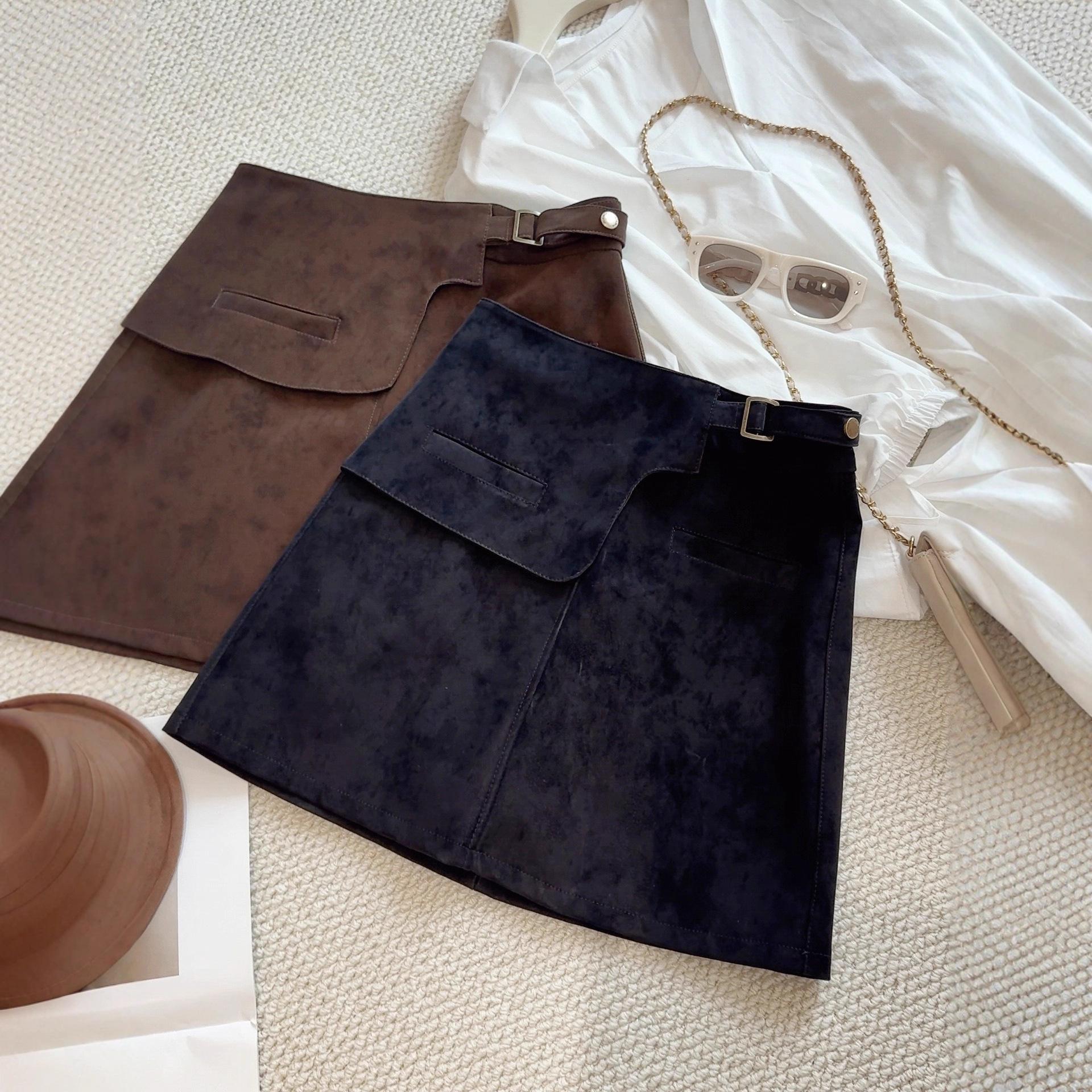 

Retro High-Waist A-Line Skirt with Lining - New for 2025 Autumn/Winter Collection S чёрный