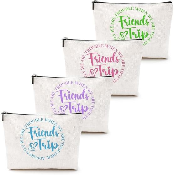 3Pcs Girls Trip Gifts Girls Weekend 2025 Makeup Bag Sisters Trip Gifts Favors Summer Gifts Cosmetic Bag Toiletry Bag Zipper Pouch Weekender Bags for