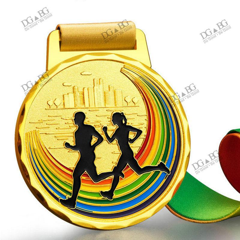 Running Runner Gold Medals Trophy Award With Neck Ribbons Express Medal Various Souvenir School Sports Prize Gift Custom Made
