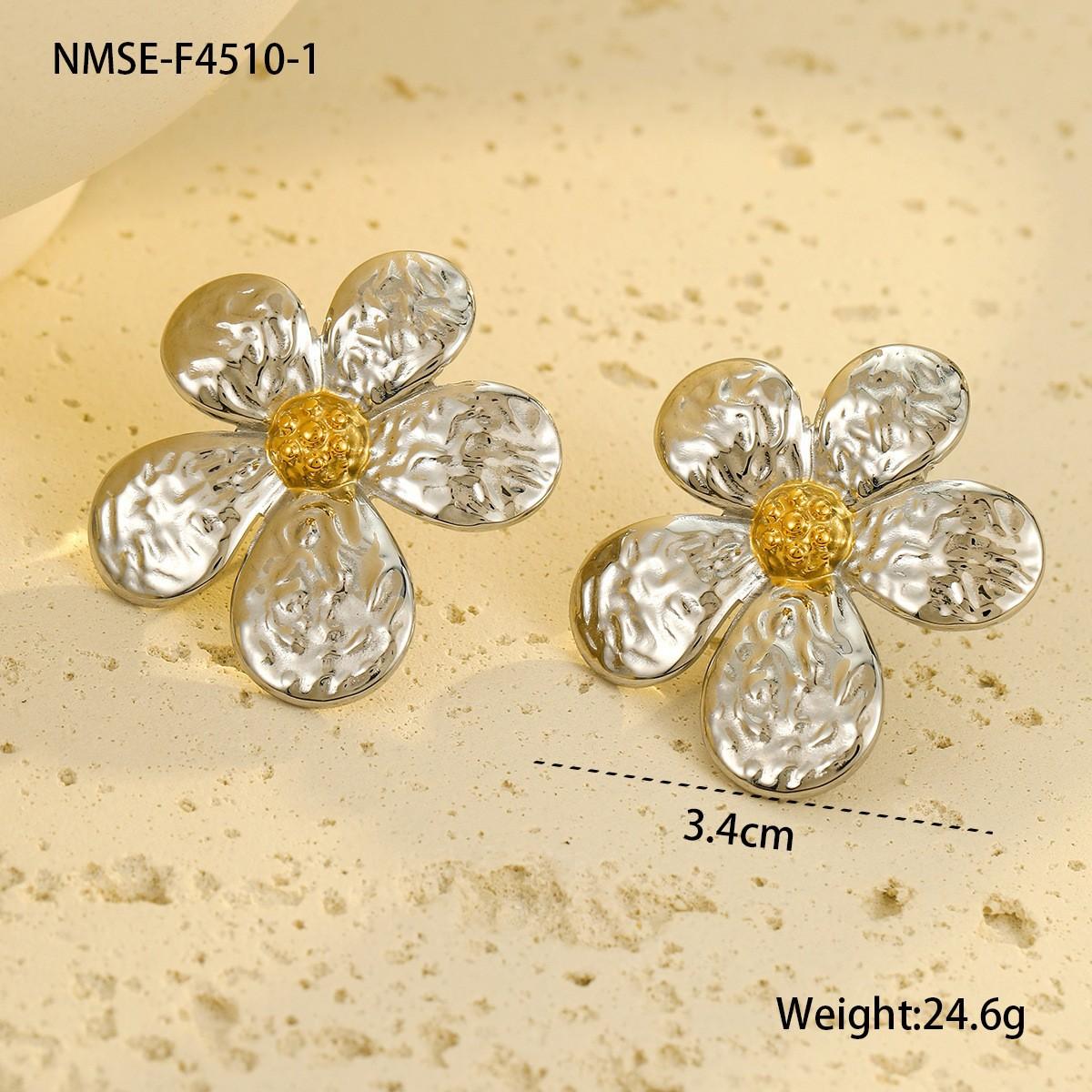 GEMCHIC Women s 18K Gold Plated Stainless Steel Flower Earrings for Women Cross-Border Europe America Trendy Jewelry