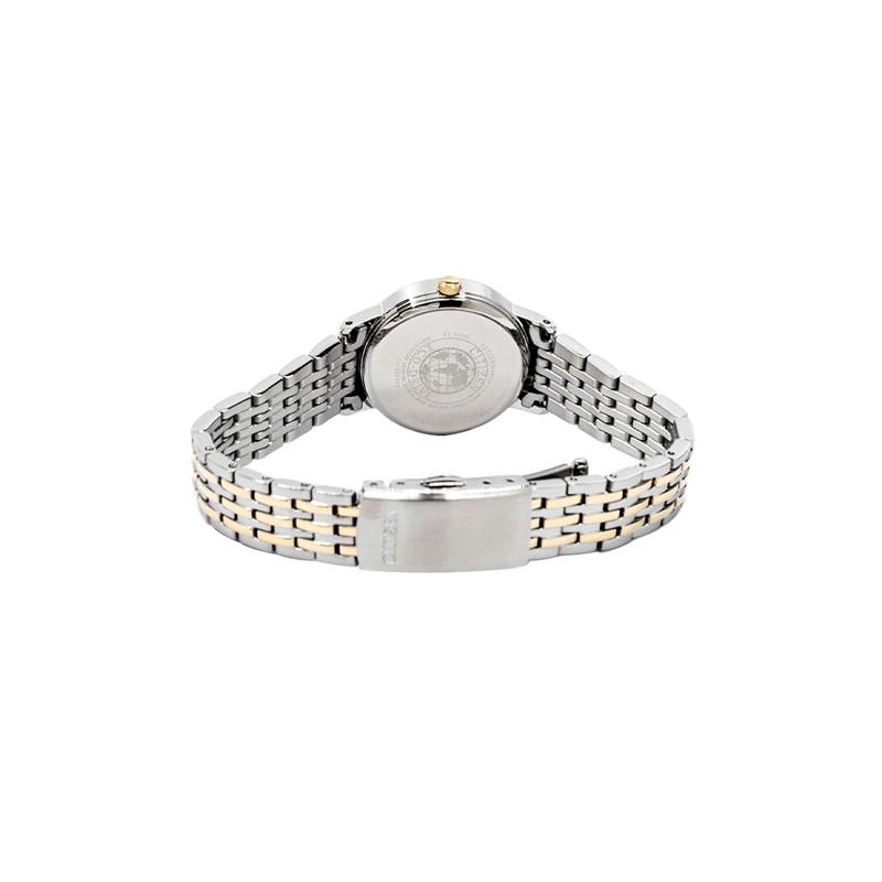 Citizen Eco-Drive Series Date Display Solar Quartz Gold-plated Steel Strap 27mm Women's Watch White Dial EW3254-87A