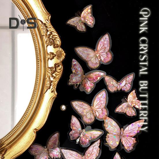 20 Stück Schmetterlingsaufkleber, glitzernd, holografisch, transparent, ästhetische Aufkleber für Art Journaling, Scrapbook, Junk Journal, Kartenherstellung, DIY-Basteln