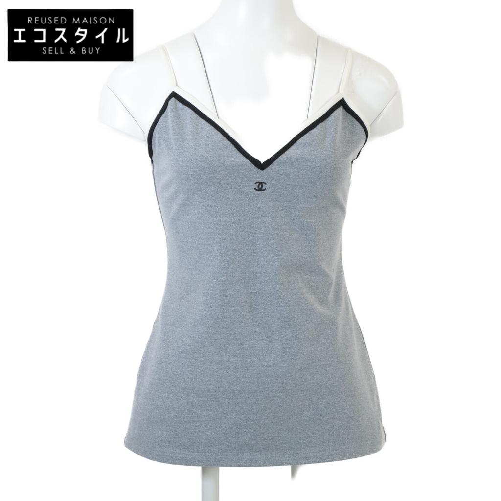 CHANEL Excellent condition P10762V06479 1998 CC Logos camisole tops 40 grayUsed
