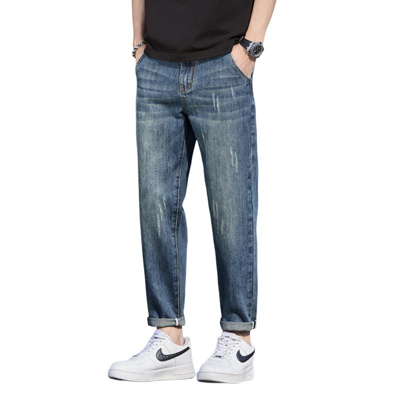 Męskie jeansy wiosenno-letnie, wszechstronne i modne, luźne, retro, koreański styl, męskie casualowe, mikro spodnie typu harem
