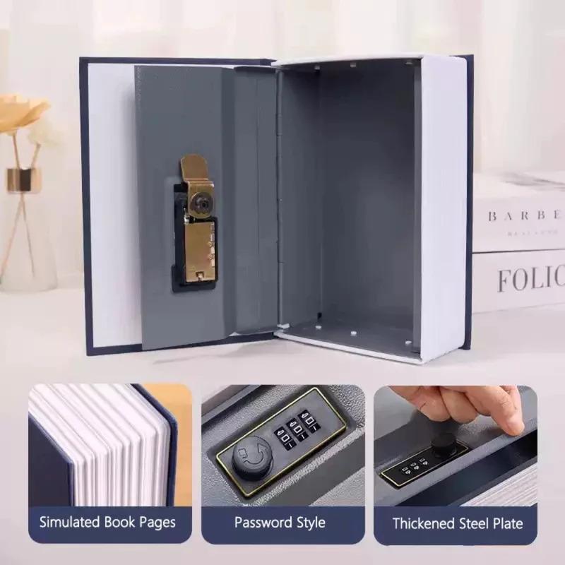 Book-Shaped Secret Safe - Decorative Metal Money Box with Lock, Combination Lock Piggy Bank Home Security