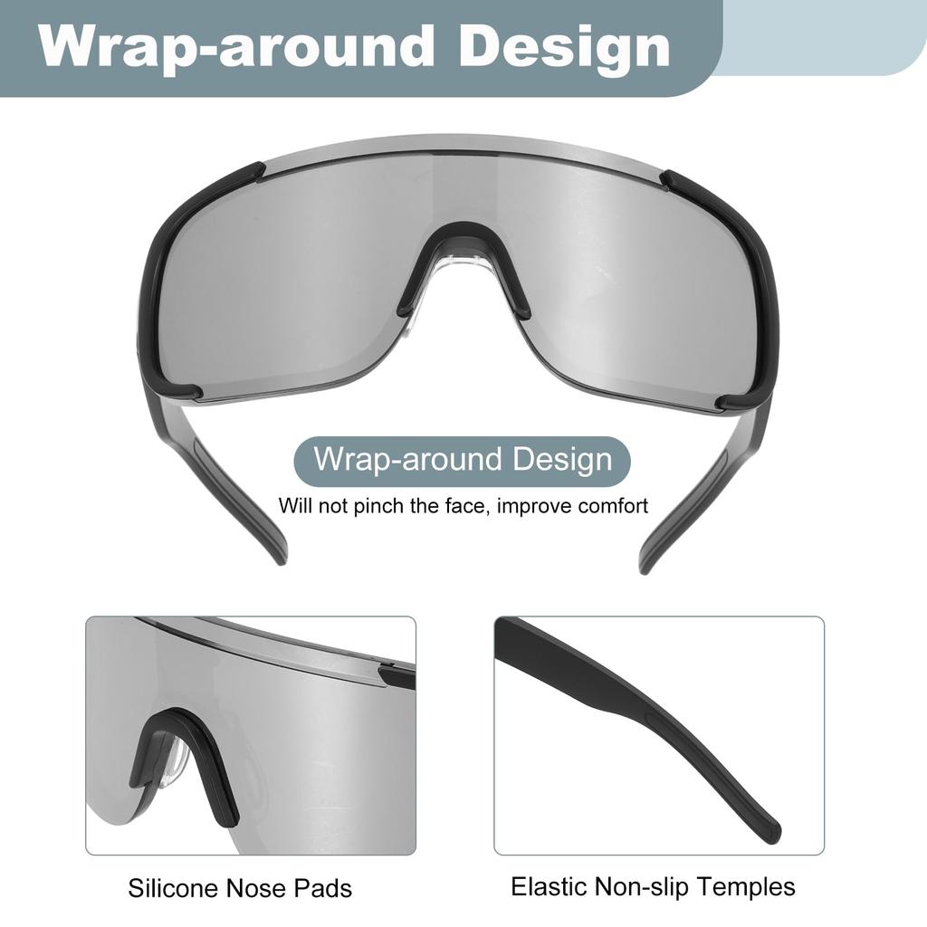 Sports Sunglasses for Polarized for Black Gradient Gray [uxcell] Men, Lenses, Cycling, Hiking, Driving, Fishing, Running, Frame,