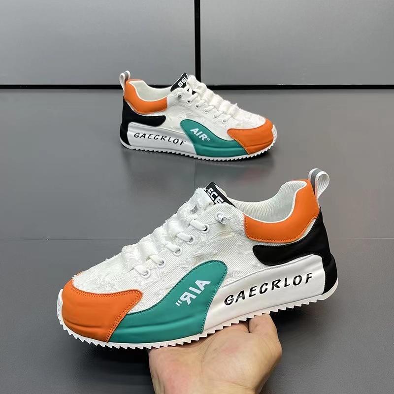Fashion Chunky Sneaker Men Ripped Design Hollow Out Summer Breathable Board Shoes Fashion Casual Increased Internal Platform Shoes