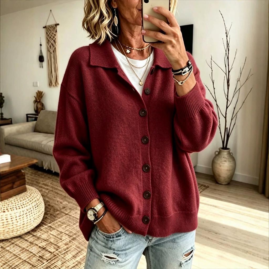 Dames gebreide vest trui met knopen aan de voorkant en reverskraag, Kleur Casual Herfst Winter