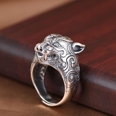Vintage Pixiu Drachenkopf Tierkreiszeichen Ring - Stilvoller Offener Zeigefinger Mode Schmuck