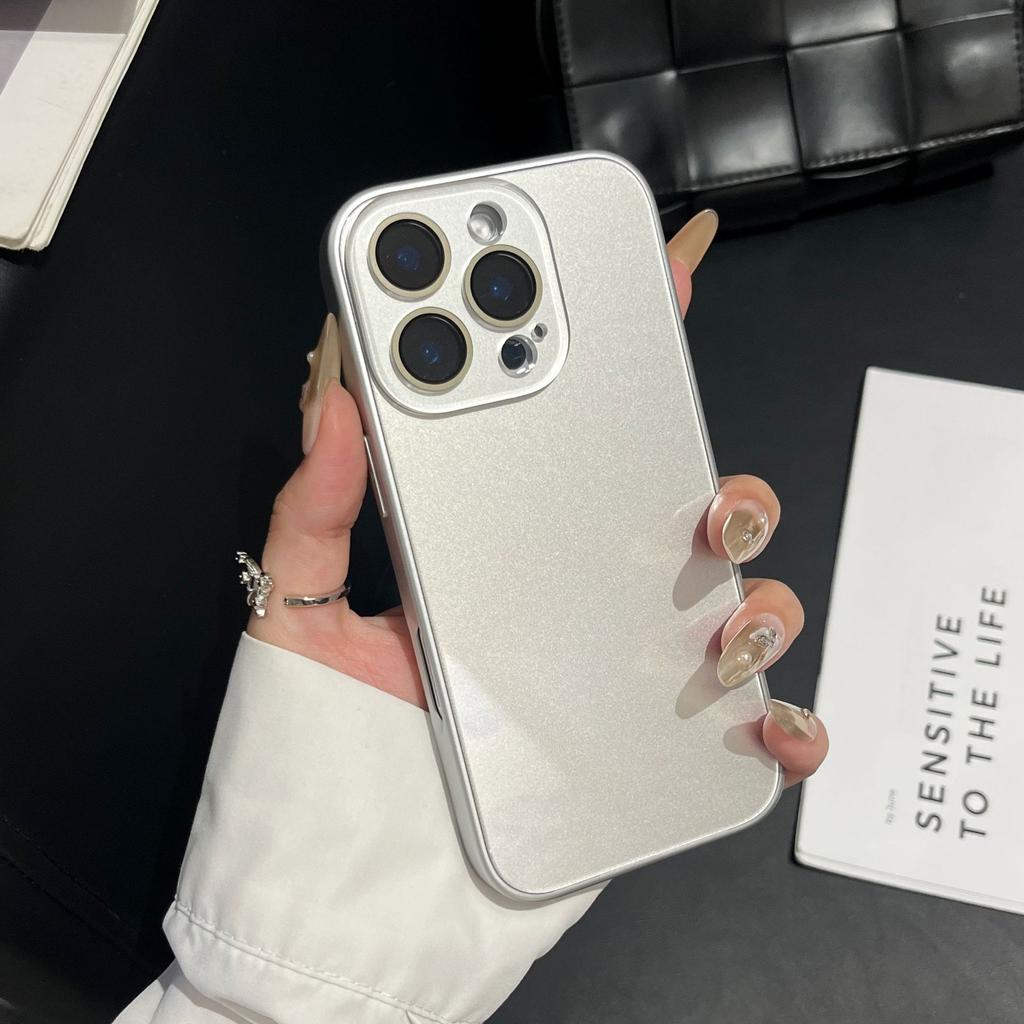 Korean Style High-End Simple Solid Color Glass Case Compatible with iPhone 16 Pro Max Apple 17 Phone Case 14/15