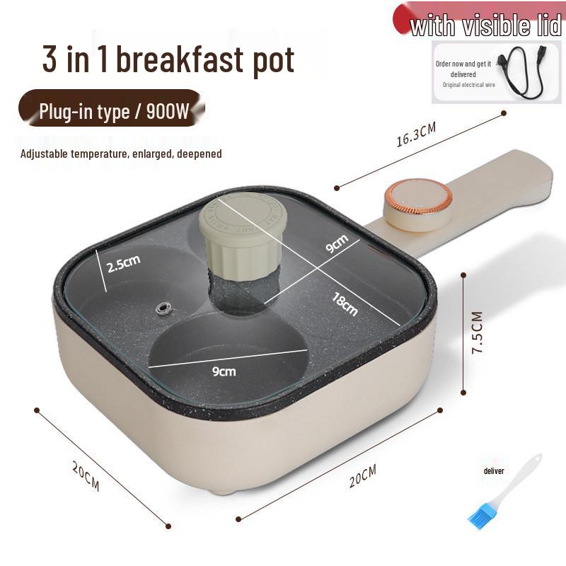 Adjustable Temp Non-Stick Egg & Burger Frying Pan: Four-Hole Multi-Functional Breakfast Machine