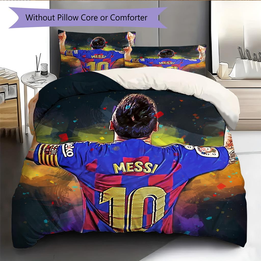 Football Player Background Pattern Bedding Quilt Set Home Decoration Gift (1 * duvet cover + 2 * pillowcase without core)