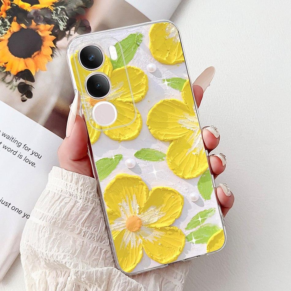 For Vivo Y19S V2419 Elegant Floral Butterfly Painting Phone Case For Vivo Y19s Y 19S 4G Soft Silicone TPU Cases