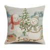 Christmas Snowman Linen Throw Pillow Cover Cartoon Printed Cushion Covers Sofa Bed Car Home Decor Holiday Decorative Pillowcase